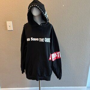 Save the Queen Black Hoodie with Graphic Text